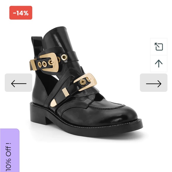 ISO Black Cutout Moto Boots with gold buckles - Picture 2 of 6